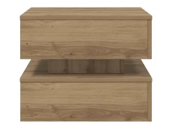 Mesa De Centro| Mesa de centro | Mesa de apoio com luzes LED 50x50x40 cm carvalho artisiano Castanho