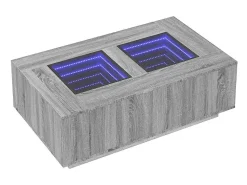 Hot Mesa de centro | Mesa de apoio luzes LED Infinity 116x69x40 cm sonoma Cinzento