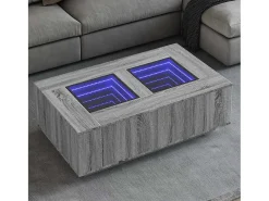 Hot Mesa de centro | Mesa de apoio luzes LED Infinity 116x69x40 cm sonoma Cinzento