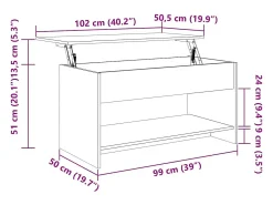 Mesa de centro | Mesa de apoio 102x50x52.5cm madeira processada carvalho sonoma^ Mesa De Centro