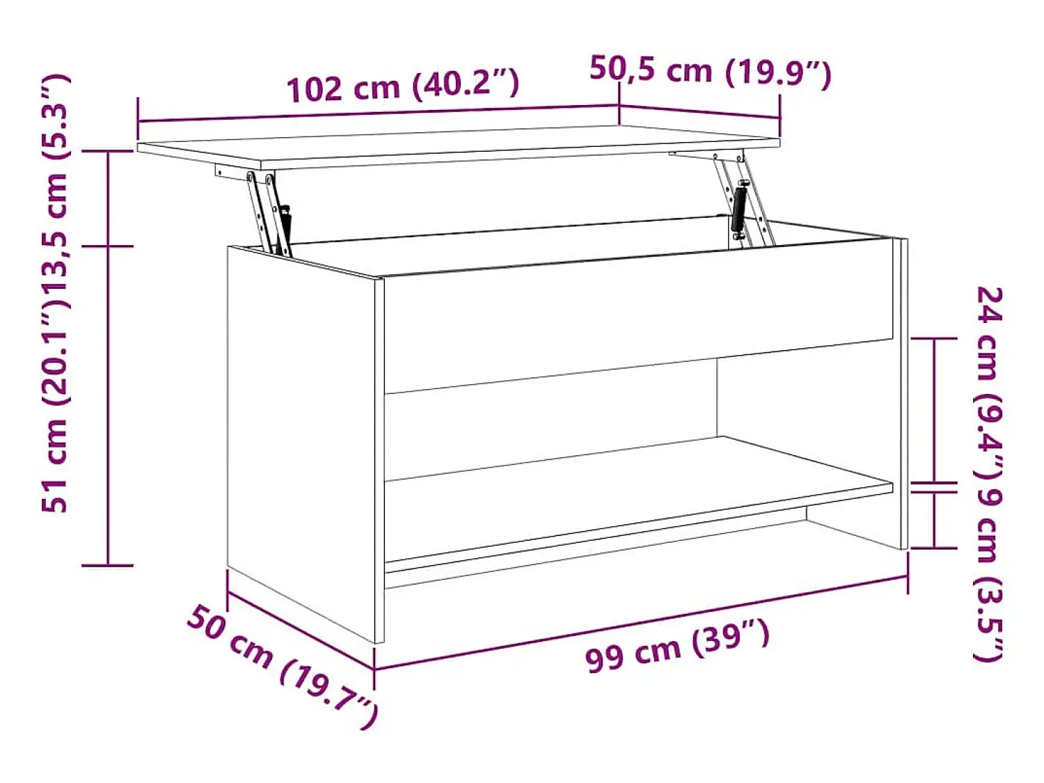 Mesa de centro | Mesa de apoio 102x50x52.5cm madeira processada carvalho sonoma^ Mesa De Centro