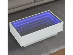 Mesa De Centro| Mesa de centro | Mesa de apoio c/ LEDs 90x50x30 cm derivados de madeira Branco
