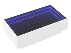 Mesa De Centro| Mesa de centro | Mesa de apoio c/ LEDs 90x50x30 cm derivados de madeira Branco