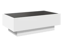 Mesa De Centro| Mesa de centro | Mesa de apoio c/ LEDs 90x50x30 cm derivados de madeira Branco
