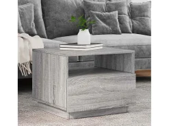 Mesa De Centro| Mesa de centro | Mesa de apoio com luzes LED 50x49x40 cm sonoma Cinzento