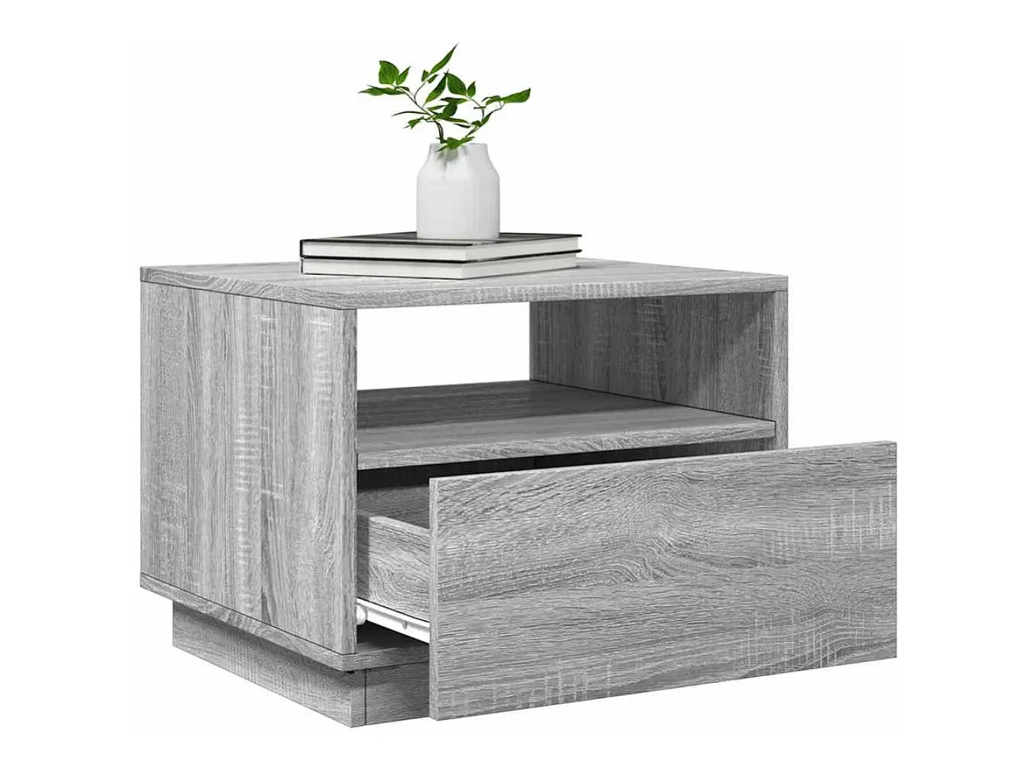 Mesa De Centro| Mesa de centro | Mesa de apoio com luzes LED 50x49x40 cm sonoma Cinzento