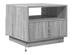Mesa De Centro| Mesa de centro | Mesa de apoio com luzes LED 50x49x40 cm sonoma Cinzento