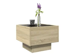 Mesa de centro | Mesa de apoio c/ LEDs 40x40x30 cm derivados de madeira^ Mesa De Centro