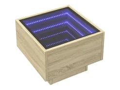 Mesa de centro | Mesa de apoio c/ LEDs 40x40x30 cm derivados de madeira^ Mesa De Centro
