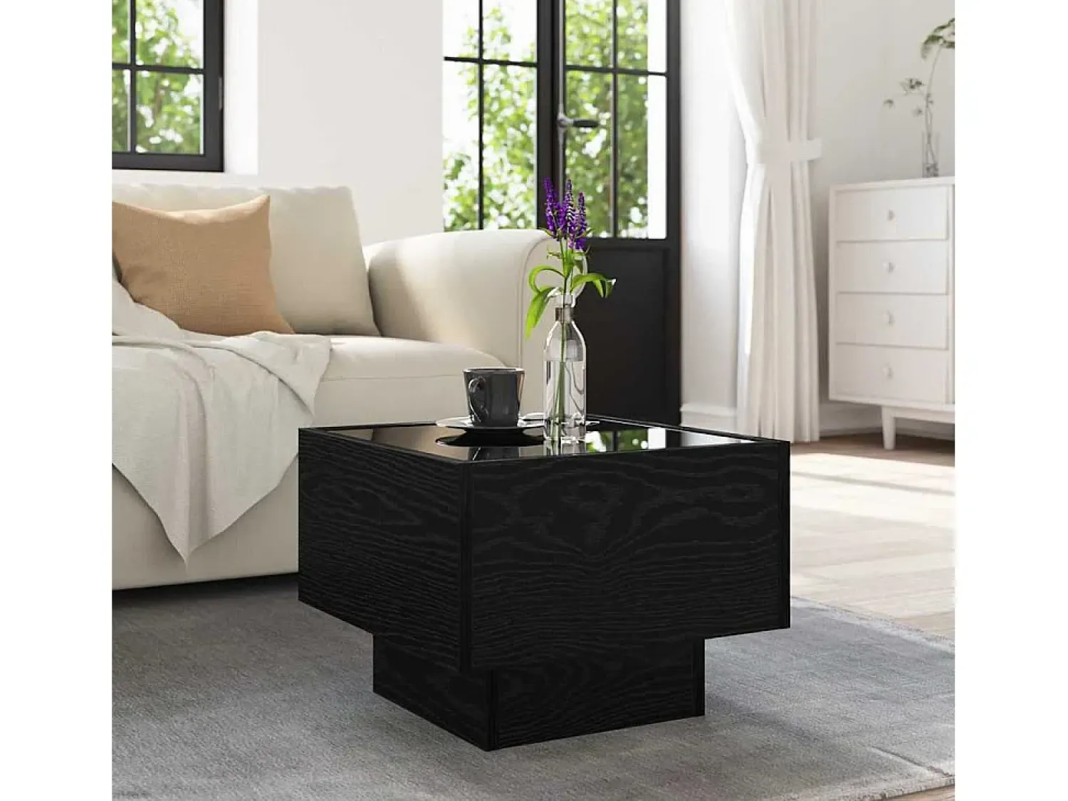 Mesa De Centro| Mesa de centro | Mesa de apoio Carvalho 40x40x30 cm Preto