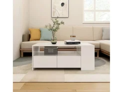 Mesa De Centro* Mesa de centro | Mesa de apoio 102x55x42 cm derivados de madeira Branco
