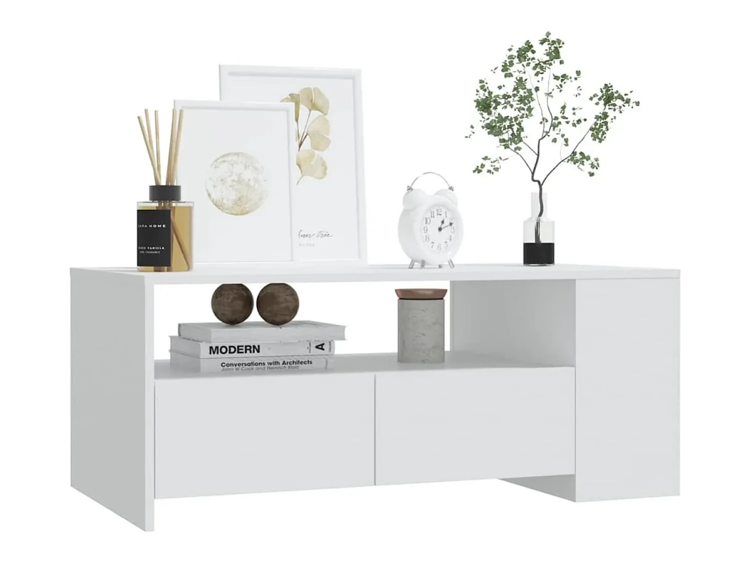 Mesa De Centro* Mesa de centro | Mesa de apoio 102x55x42 cm derivados de madeira Branco