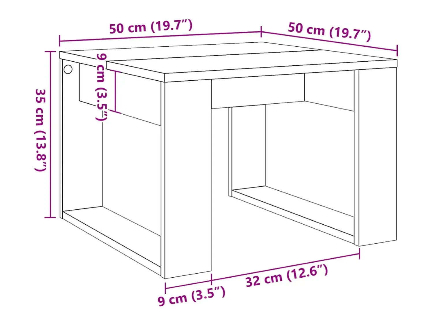 Mesa de centro | Mesa de apoio 50x50x35 cm derivados de madeira madeira velha^ Mesa De Centro