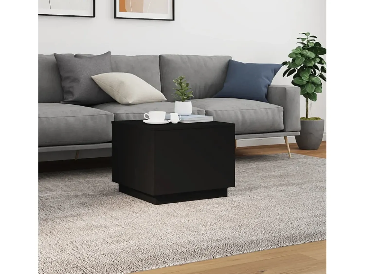 Mesa de centro | Mesa de apoio com luzes LED 50x50x40 cm^ Mesa De Centro