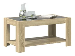 Mesa De Centro| Mesa de centro | Mesa de apoio c/ LEDs 93x53x45 cm madeira processada Castanho
