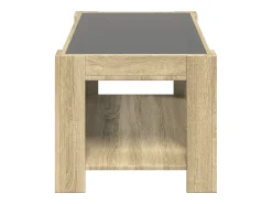 Mesa De Centro| Mesa de centro | Mesa de apoio c/ LEDs 93x53x45 cm madeira processada Castanho