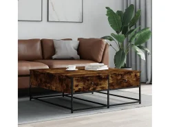Mesa De Centro| Mesa de centro | Mesa de apoio 100x99x40 cm derivados madeira carvalho fumado Castanho