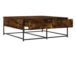 Mesa De Centro| Mesa de centro | Mesa de apoio 100x99x40 cm derivados madeira carvalho fumado Castanho