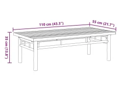 Mesa De Centro| Mesa de centro | Mesa de apoio | Mesa de café 110x55x35 cm bambu Castanho