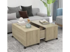 Clearance Mesa de centro | Mesa de apoio 75x75x38 cm contraplacado carvalho sonoma Castanho