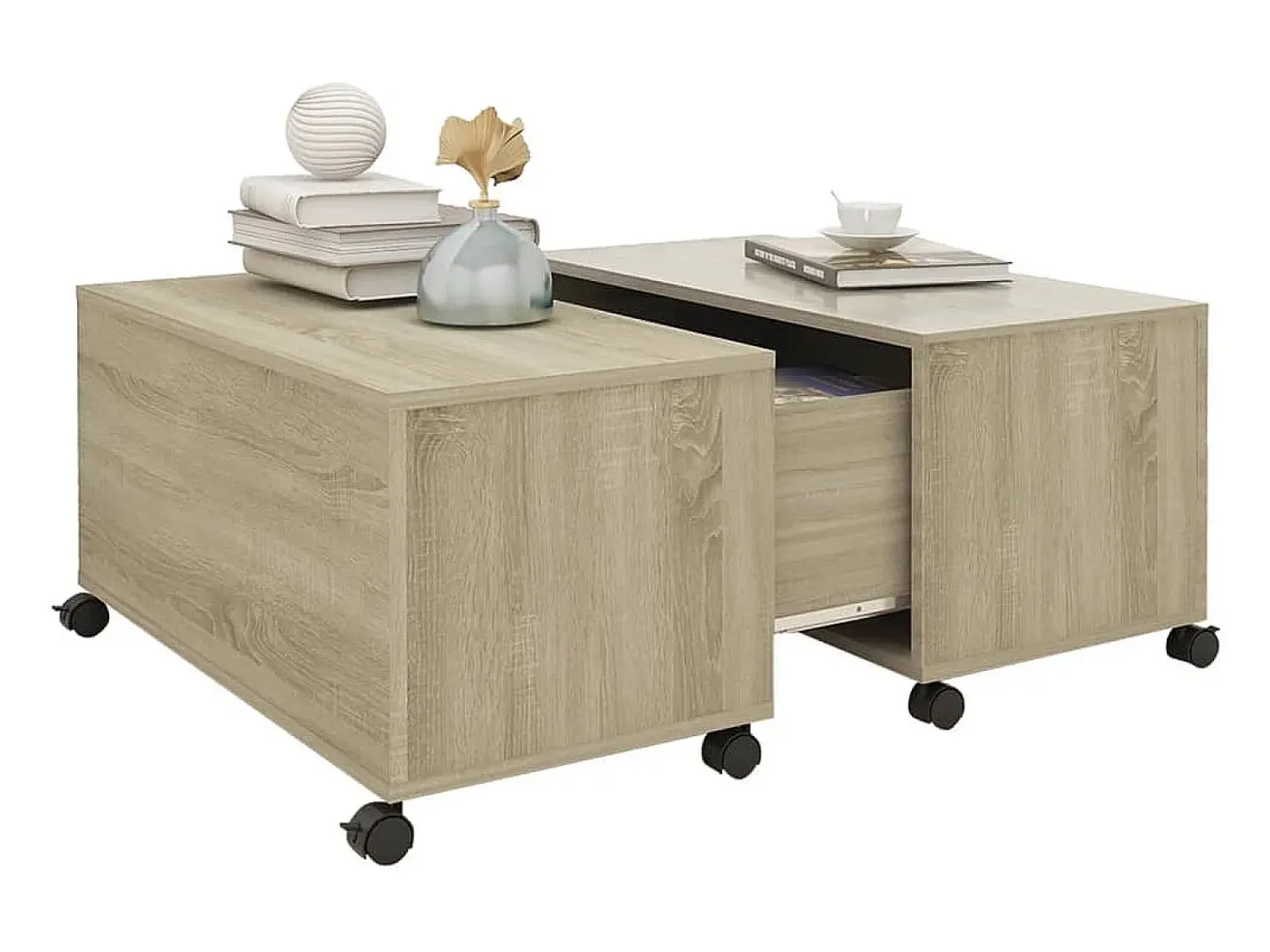 Clearance Mesa de centro | Mesa de apoio 75x75x38 cm contraplacado carvalho sonoma Castanho