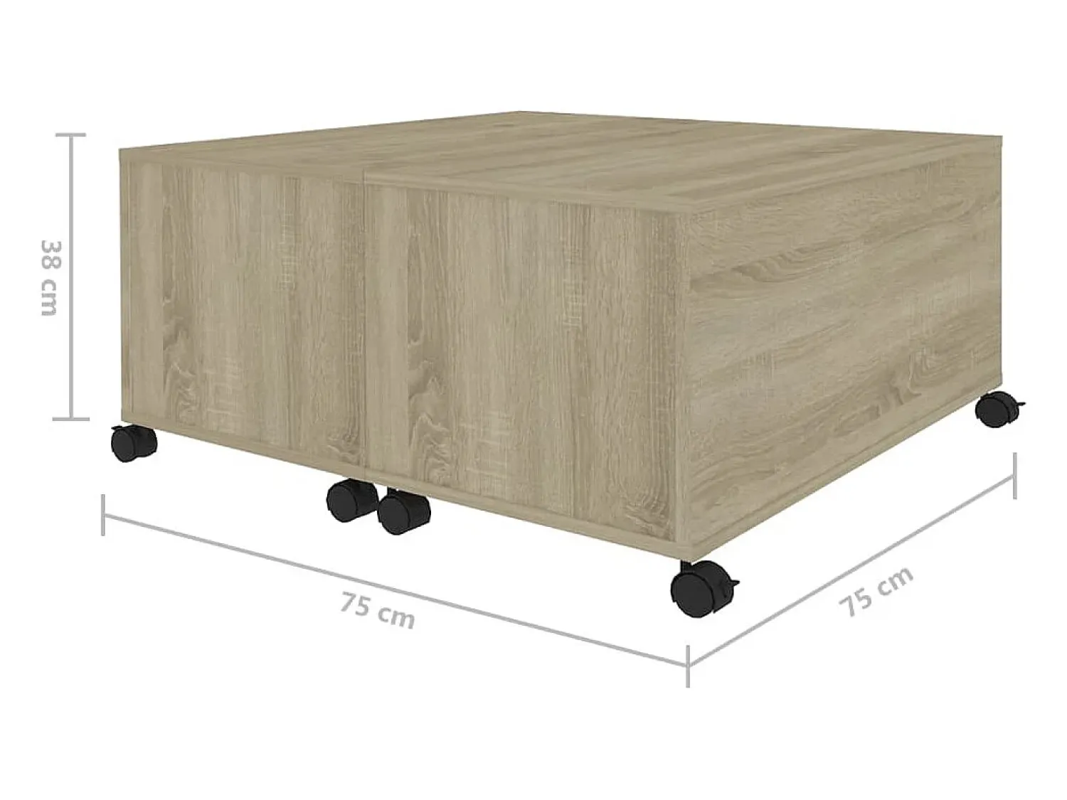 Clearance Mesa de centro | Mesa de apoio 75x75x38 cm contraplacado carvalho sonoma Castanho