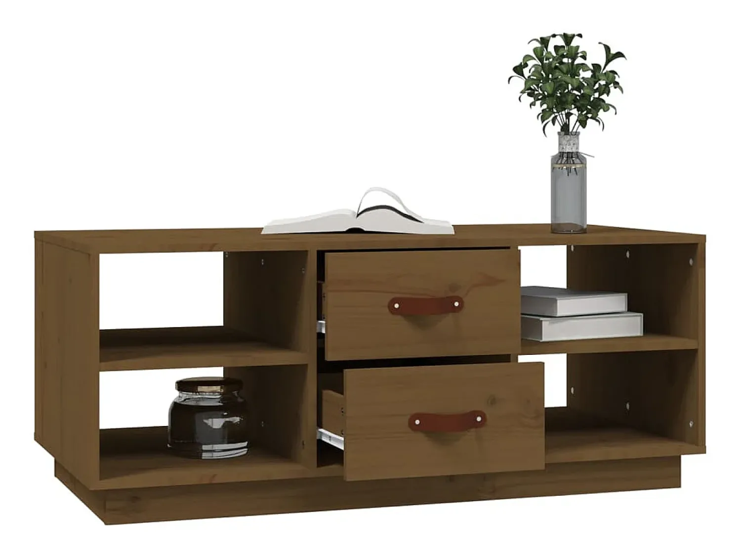 Mesa De Centro| Mesa de centro | Mesa de apoio 100x50x41 cm pinho maciço mel Castanho