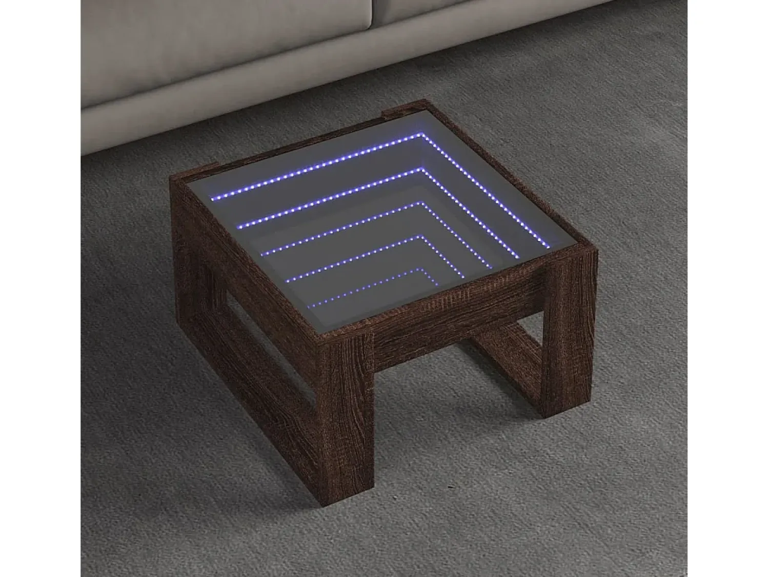 Mesa de centro | Mesa de apoio luzes LED Infinity 50x53x30 cm carvalho^ Mesa De Centro