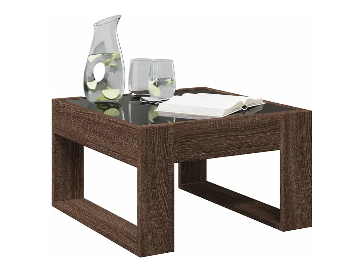 Mesa de centro | Mesa de apoio luzes LED Infinity 50x53x30 cm carvalho^ Mesa De Centro