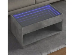 Mesa De Centro* Mesa de centro | Mesa de apoio luzes LED Infinity 90x50x50 cm cimento Cinzento