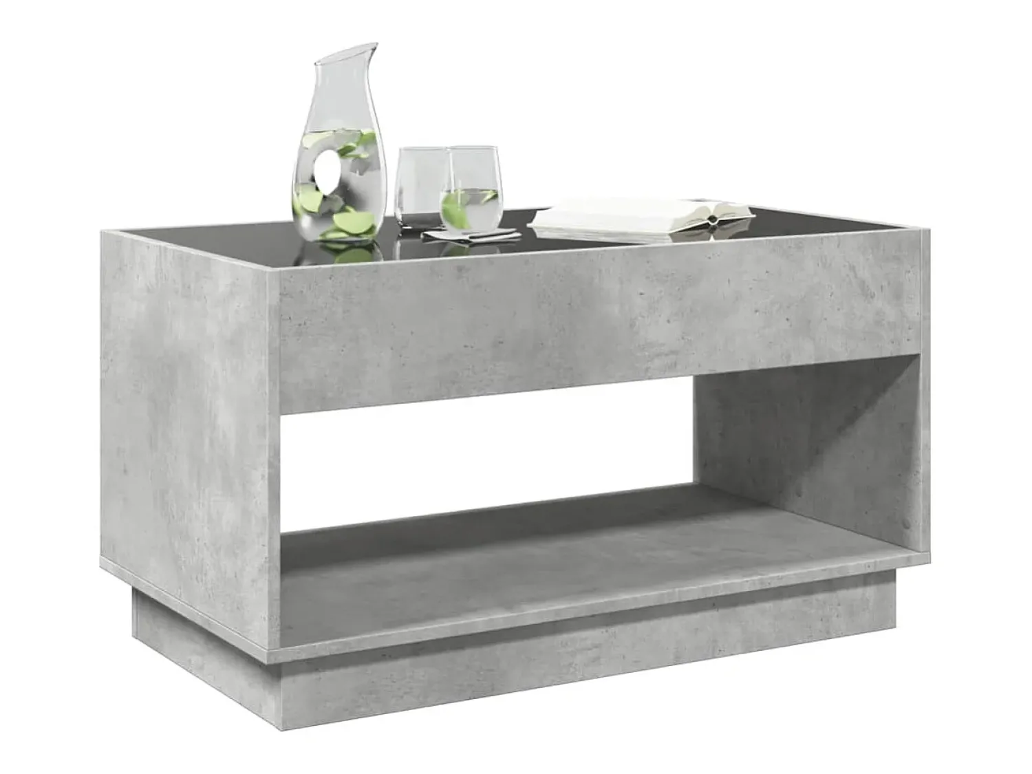 Mesa De Centro* Mesa de centro | Mesa de apoio luzes LED Infinity 90x50x50 cm cimento Cinzento