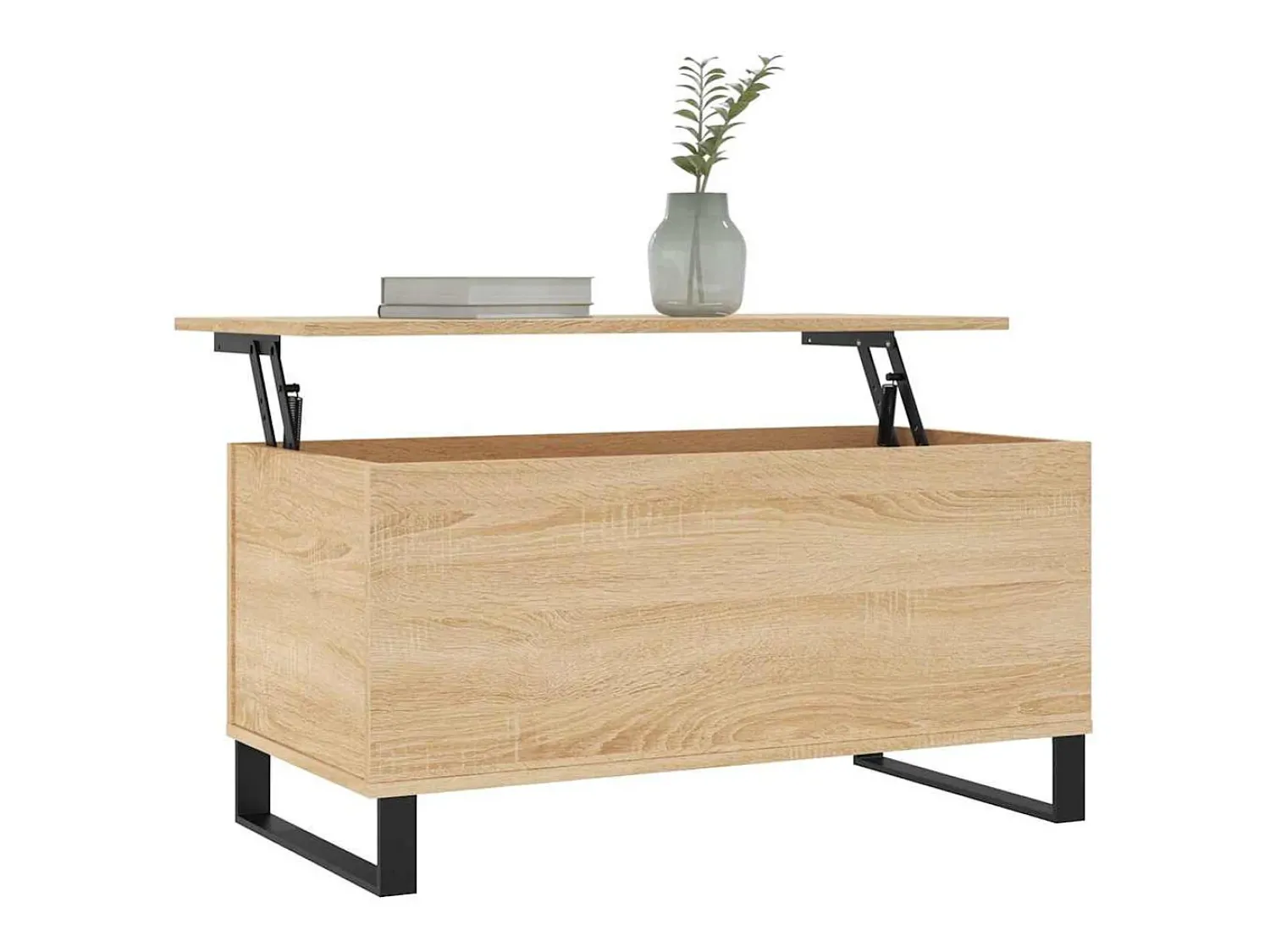 Mesa De Centro* Mesa de centro | Mesa de apoio 90x44.5x45 cm derivados madeira carvalho sonoma Castanho