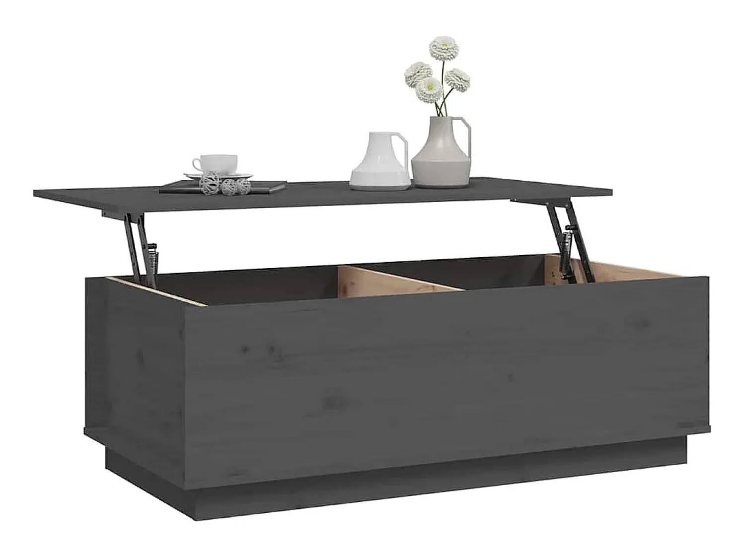 Mesa de centro | Mesa de apoio 100x50x35 cm pinho maciço cinza Cinzento