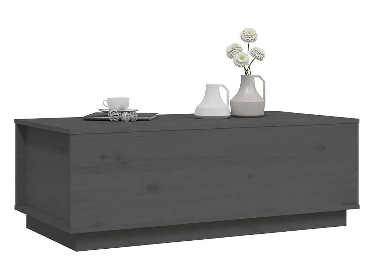 Mesa de centro | Mesa de apoio 100x50x35 cm pinho maciço cinza Cinzento