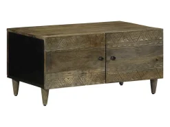 Mesa de centro | Mesa de apoio claro 80x50x40 cm madeira mangueira maciça Cinzento