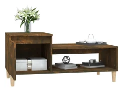 Mesa De Centro* Mesa de centro | Mesa de apoio 100x50x45 cm derivados madeira carvalho fumado Castanho