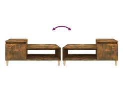 Mesa De Centro* Mesa de centro | Mesa de apoio 100x50x45 cm derivados madeira carvalho fumado Castanho