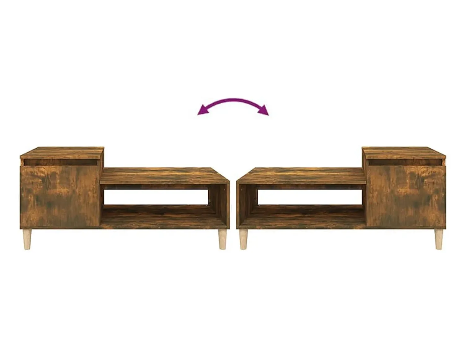 Mesa De Centro* Mesa de centro | Mesa de apoio 100x50x45 cm derivados madeira carvalho fumado Castanho