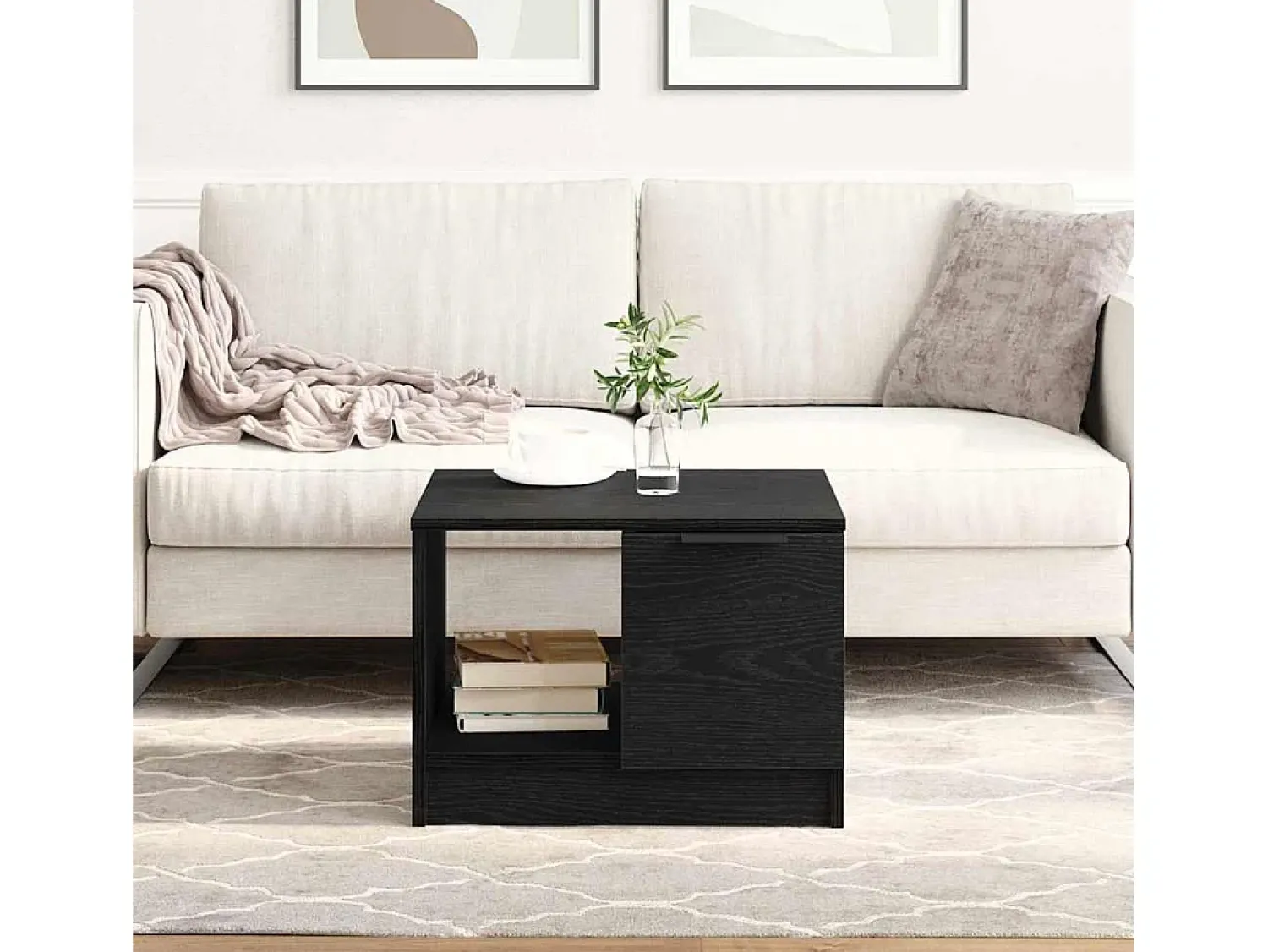 Mesa De Centro| Mesa de centro | Mesa de apoio with Drawer Carvalho 50x50x36 cm Preto