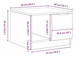 Mesa De Centro| Mesa de centro | Mesa de apoio with Drawer Carvalho 50x50x36 cm Preto