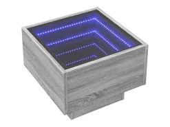 Mesa De Centro| Mesa de centro | Mesa de apoio c/ LEDs 40x40x30 cm derivados de madeira Cinzento