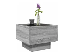 Mesa De Centro| Mesa de centro | Mesa de apoio c/ LEDs 40x40x30 cm derivados de madeira Cinzento