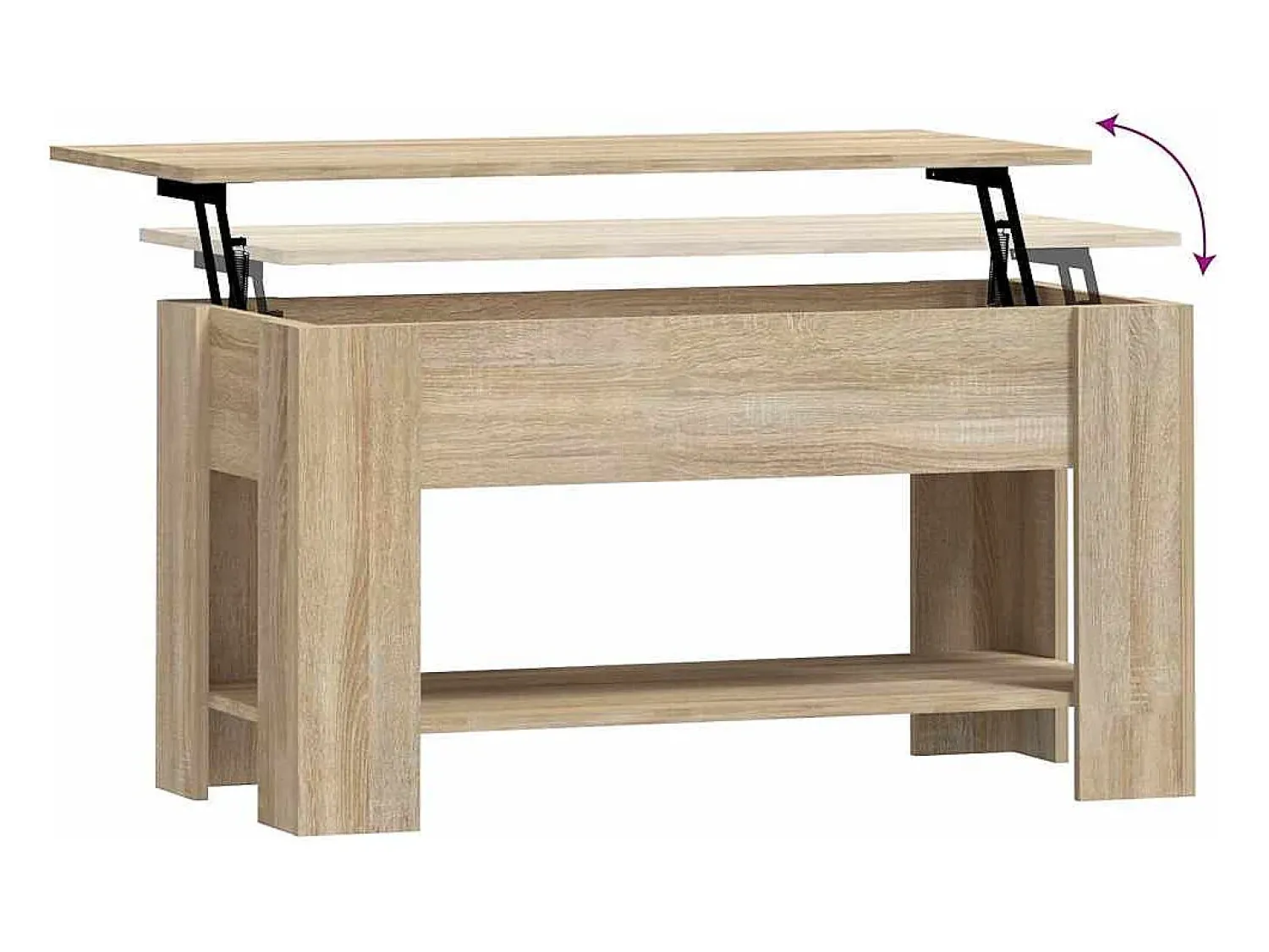 Mesa De Centro* Mesa de centro | Mesa de apoio 101x49x52 cm madeira processada carvalho sonoma Castanho