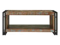 Mesa De Centro| Mesa de centro | Mesa de apoio | Mesa de café 90x50x38 cm Madeira recuperada maciça Castanho