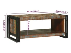 Mesa De Centro| Mesa de centro | Mesa de apoio | Mesa de café 90x50x38 cm Madeira recuperada maciça Castanho