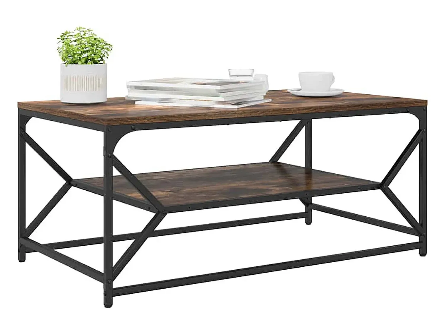 Mesa De Centro| Mesa de centro | Mesa de apoio | Mesa de café Carvalho fumado 90x50x40 cm Castanho