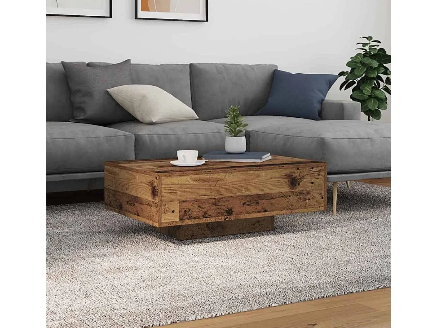 Mesa De Centro* Mesa de centro | Mesa de apoio Madeira antiga 85x55x31 cm Castanho