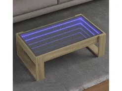 Mesa de centro | Mesa de apoio luzes LED Infinity 90x53x30 cm carvalho sonoma^ Mesa De Centro