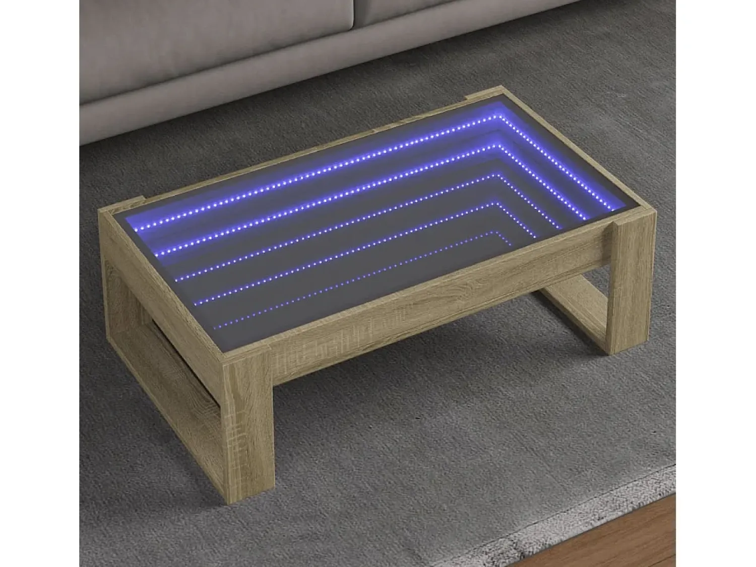 Mesa de centro | Mesa de apoio luzes LED Infinity 90x53x30 cm carvalho sonoma^ Mesa De Centro