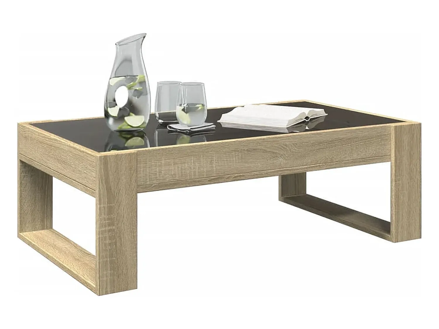 Mesa de centro | Mesa de apoio luzes LED Infinity 90x53x30 cm carvalho sonoma^ Mesa De Centro